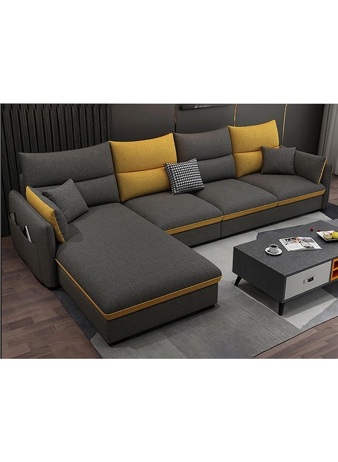 Generic Poppins HOME Modern Sofa Living Room Arm Corner Sectional Mid Century Mini Loveseat Couch Accent Beds Faux Sofa Inflavel Bedroom Furniture L Shape (Right, Fabric)  - Image 3