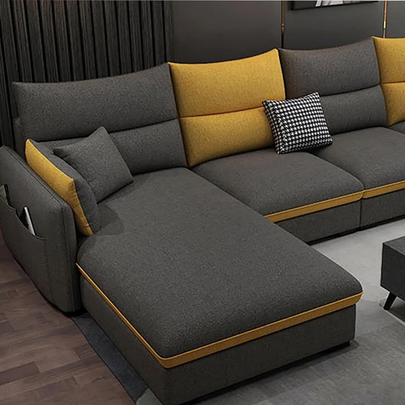 Poppins Home Modern Sofa Living Room Arm Corner Sectional Mid Century Mini Loveseat Couch Accent Beds Faux Sofa Inflavel Bedroom Furniture L Shape (Right, Fabric) - Image 4