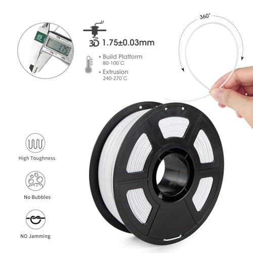 iSANMATE ASA Filament 1.75mm White 1KG, UV & Weather Resistant 3D Printer Filament Perfect for Outdoor Functional Parts, Dimensional Accuracy +/- 0.02mm, 1kg Spool (2.2lbs) - Image 2