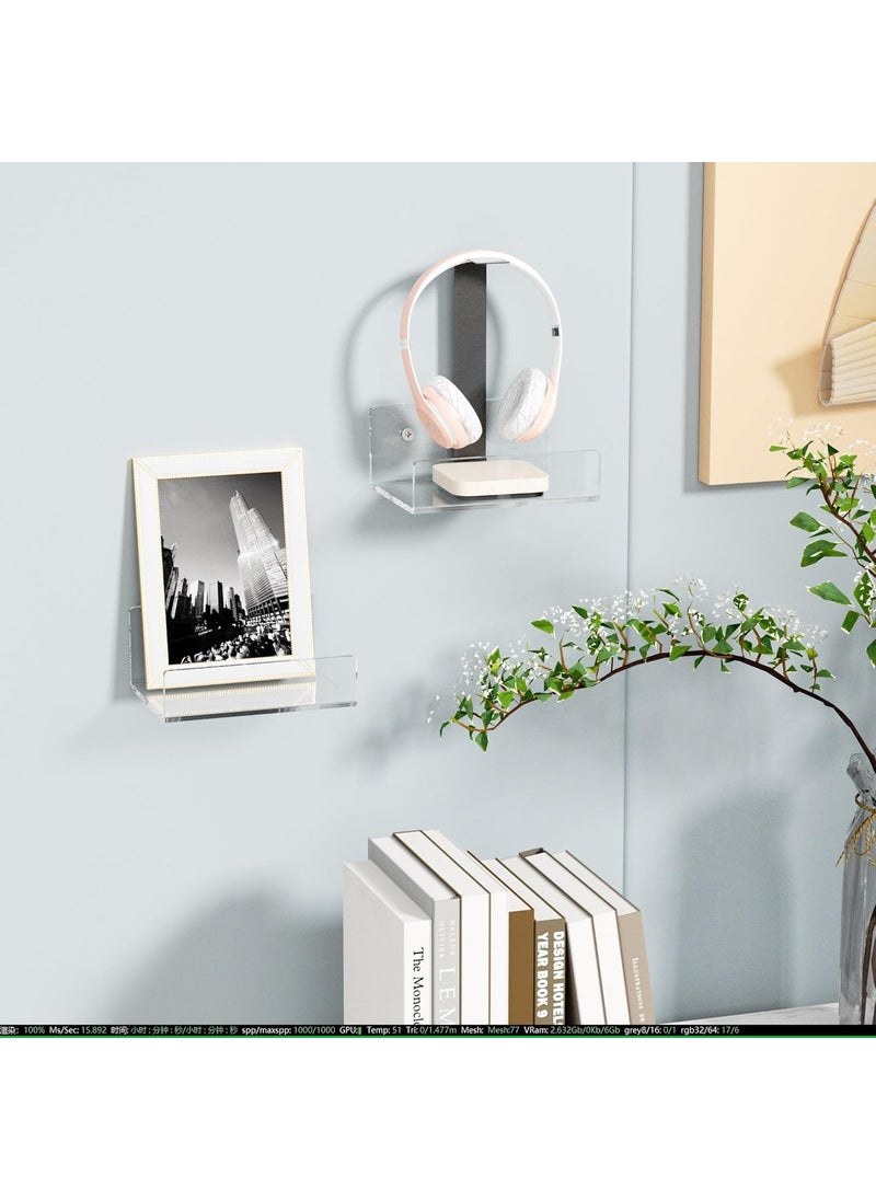 NIYANETAIL NIYANETAIL 5 Clear Acrylic Wall Shelf 2 Pack Small Wall Shelves for Display Organization and Storage in Small Spaces Durable Minimalistic Design for Home Office and Bedroom  - Image 2
