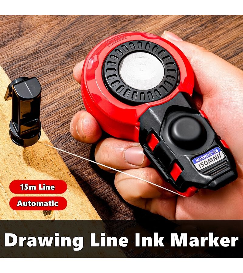 Automatic Ink Marker Scriber with Red Grip Inkwell and 3 Red Long-Tip Deep Hole Markers - New Woodworking Painting Set for Woodworking Tile Installation DIY Floor Layouts - Image 2