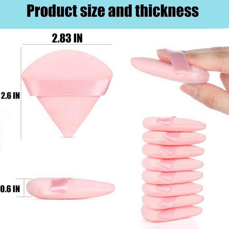 JASSINS 8 Pcs Cotton Powder Puff Face,JASSINS Triangle super soft for Both dry and wet Makeup Setting/Concealer/Loose and Body Powder/Foundation/Blush Makeup Sponge Set (Pink) - Image 3