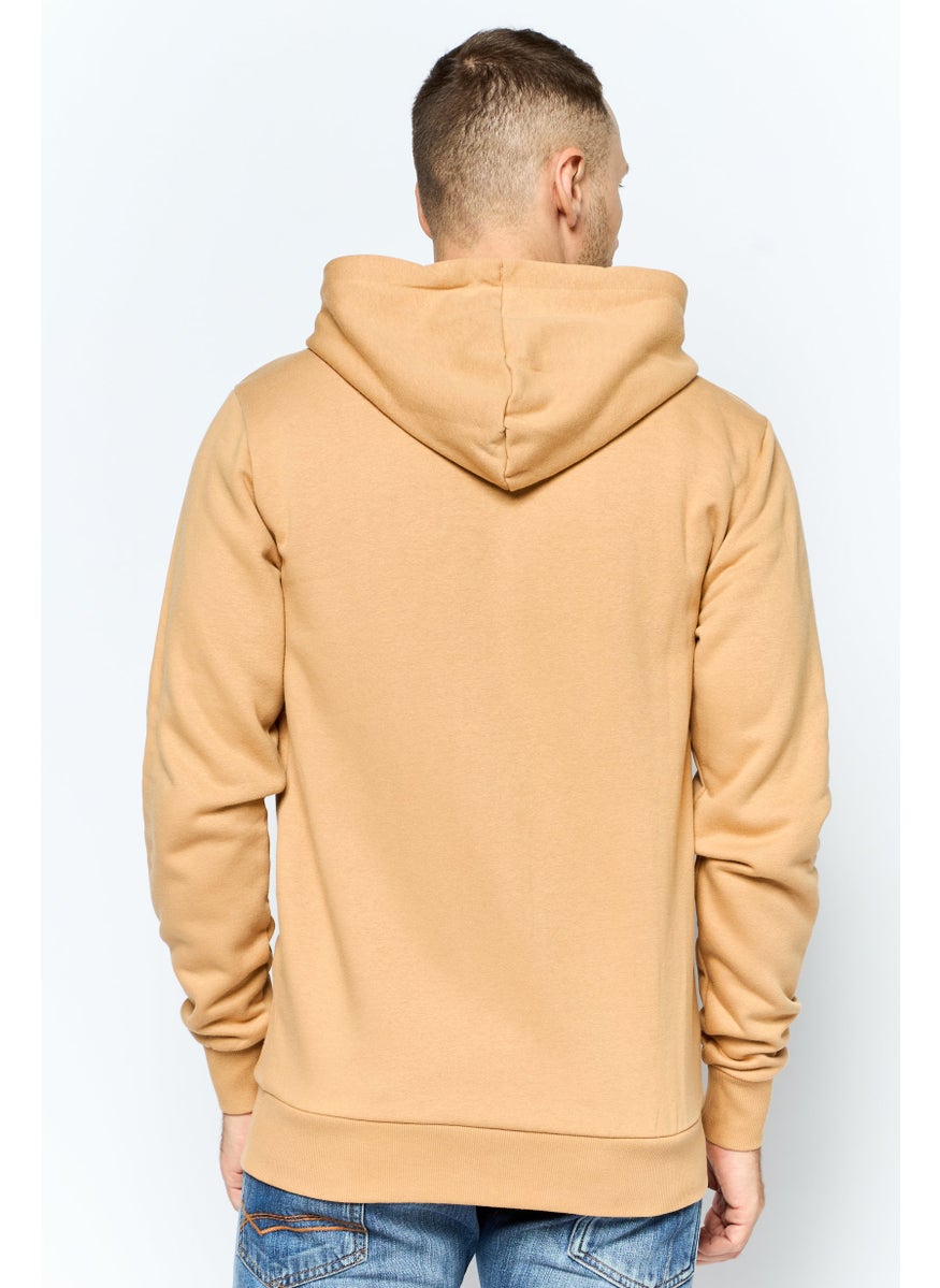 Crooks & Castles - Men Hooded Brand Logo Long Sleeves Sweatshirt, Tan - Image 1