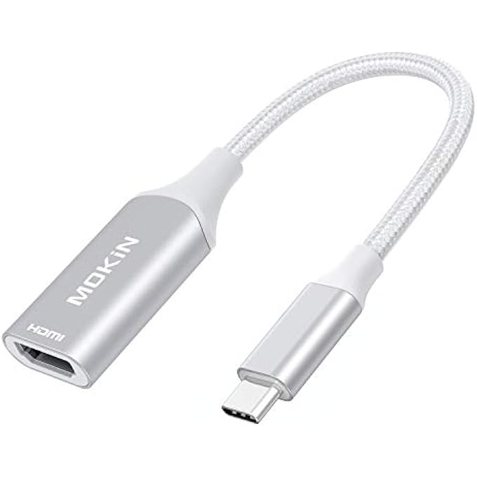Mokin USB C TYPE C TO HDMI ADAPTER FOR MACBOOK PRO 2019/2018, IPAD PRO/MACBOOK AIR 2018/2019, SAMSUNG GALAXY S9/S8, SURFACE GO AND DELL XPS SILVER - Image 1