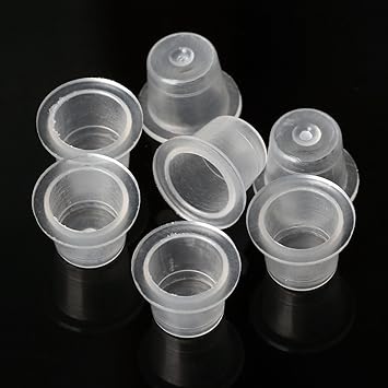 TRIXES TRIXES Ink Caps Cups 100 Pieces Disposable Transparent Ink Cap Containers for Tattoo Pigment Professional Standard Artist Studio Supply Pots 9mm - Image 4