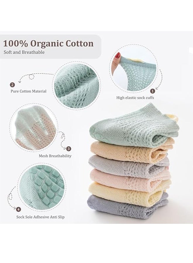 كوانتوم 6 أزواج من الجوارب غير المنزلقة، شبكة من الجوارب القطنية غير المنزلقة، تنفس من الجوارب غير المنزلقة المشبك للأطفال - Image 2