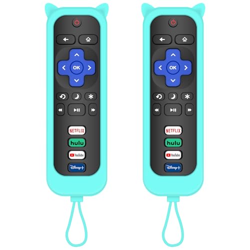 MOKEMAKE Remote for Roku TV & Cover for TCL Roku Remote, 2-Pack Remotes Replacement Cover Compatible with TCL Roku TV Remote, Replacement for Roku TV Remote (Blue) - Image 1