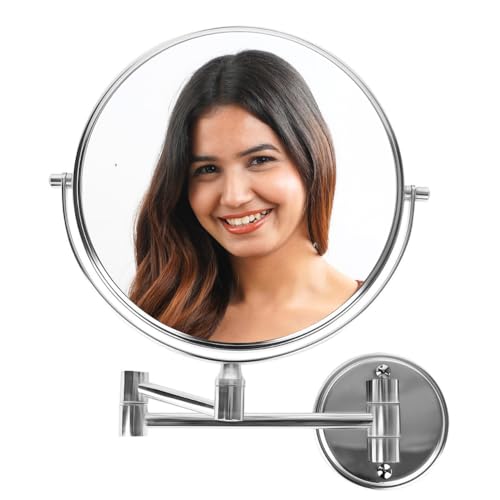 BRANCO 5X Magnifying Shaving Mirror Makeup Mirror Wall Mount Foldable - Chrome - Image 4