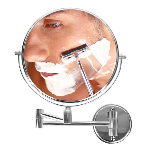 BRANCO 5X Magnifying Shaving Mirror Makeup Mirror Wall Mount Foldable - Chrome - Image 3