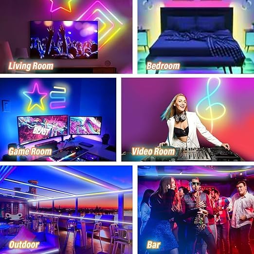 RIEO Hub RIEO 5 Meter RGB neon Light Strip with Mobile App and Remote Controlled Music Sync RGB Lights for Room DIY Design Multicolor led Strip Lights for tv Backlight Home Decoration Gaming  - Image 3