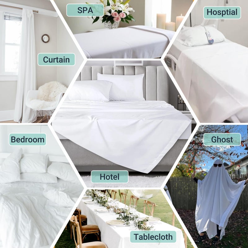 ZPECC White Bulk Flat Sheets Only King Size 6 Pack, Easy Sort Top Bed Sheet by Color-Coded Hem Threads, Soft Durable Brushed Microfiber Fabric Hotel Airb&bs Essentials for Hosts, 105"x102" - Image 2