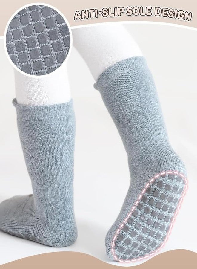 KETKAR Baby Non Slip Socks Toddler Non-Skid Ankle Socks with Grips Anti-Slip Crew Cotton Socks for Infants Toddlers Girls Boys 4 Pairs_12-24 Months - Image 4
