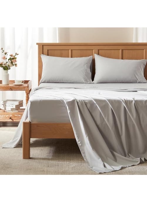 Comfort Spaces Comfort Spaces Coolmax Moisture Wicking Sheet Set Soft Fade Resistant All Elastic Deep Pocket Fits Up to 16 Mattress  Warm Weather Cooling Sheets for Night Sweats Twin XL Grey 3 Piece 
