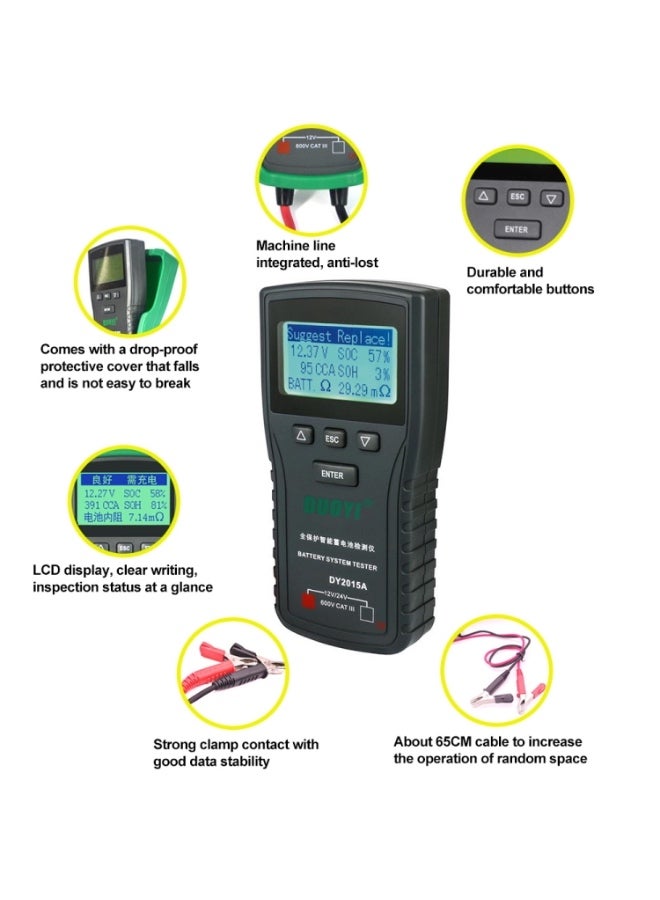 DUOYI DY2015A Car 12V 24V Digital CCA Load Battery Charging Digital Capacity Tester - Image 4