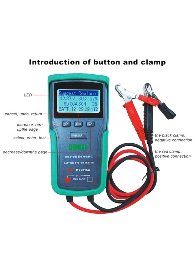 DUOYI DY2015A Car 12V 24V Digital CCA Load Battery Charging Digital Capacity Tester - Image 3