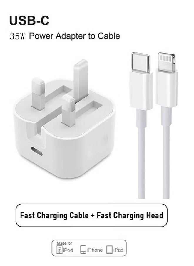 An - IPhone 35W Fast Charger with USB C to Lightning Cable, Fast Charger, Compatible with IPhone14 Pro/14 Pro Max/14 Plus/14/13/12/11/Xs - 1 Meter - Image 1