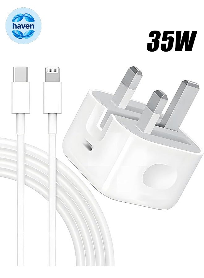 HAVEN IPhone 35W Fast Charger with USB C to Lightning Cable, Fast Charger, Compatible with IPhone14 Pro/14 Pro Max/14 Plus/14/13/12/11/Xs - 1 Meter - Image 1