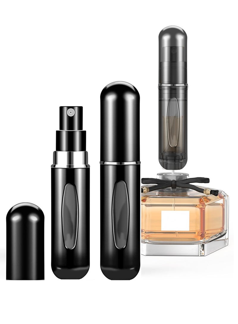 4 Pcs Pack Perfume Bottle Empty Refill, Perfume Atomizer, Refillable Portable Mini Perfume Atomizer, Travel Perfume Spray Bottle Atomizer, 5 ml (Black) - Image 1