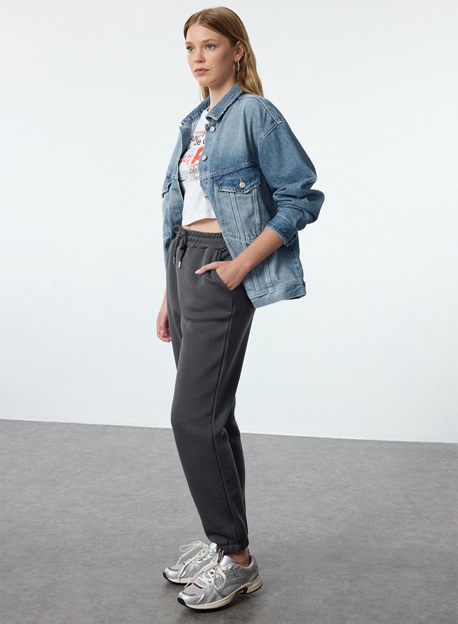 trendyol grey Thick Inside Fleece Basic Knitted Sweatpants Pants - Image 2