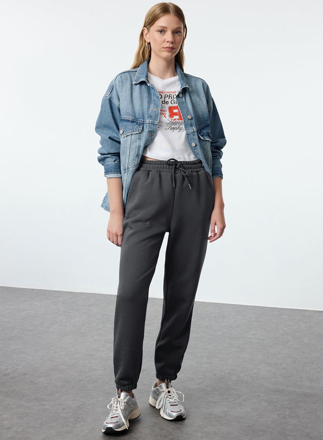 trendyol grey Thick Inside Fleece Basic Knitted Sweatpants Pants - Image 1