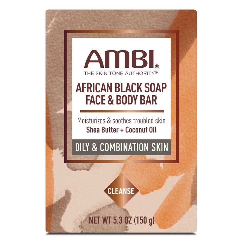 Ambi African Black Soap Face & Body Bar, Cleans and Nourishes Skin, Rinses Clear, 5.3 Ounce - Image 1