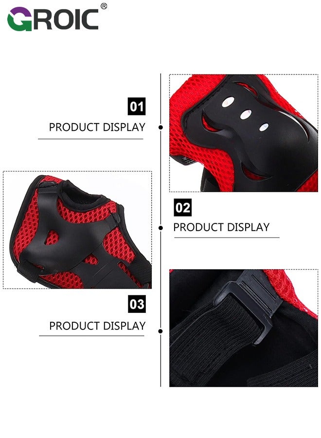 GROIC Kids Protective Gear Adjustable Protective Helmet,Kids Helmet Knee Elbow Pads Wrist Guard Sport Protective Gear Adjustable Scooter Skateboard Roller Bike Skate Cycling Safety Set - Image 3