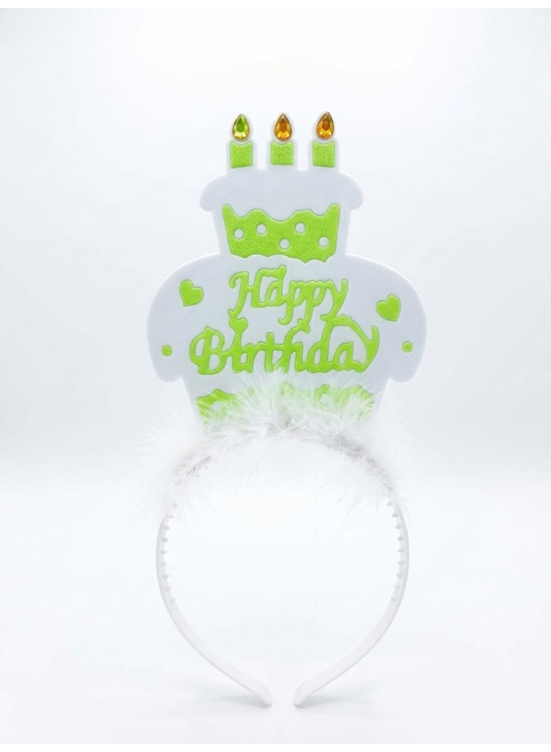 White birthday headband decorated with white feathers - birthday headband for adults and children