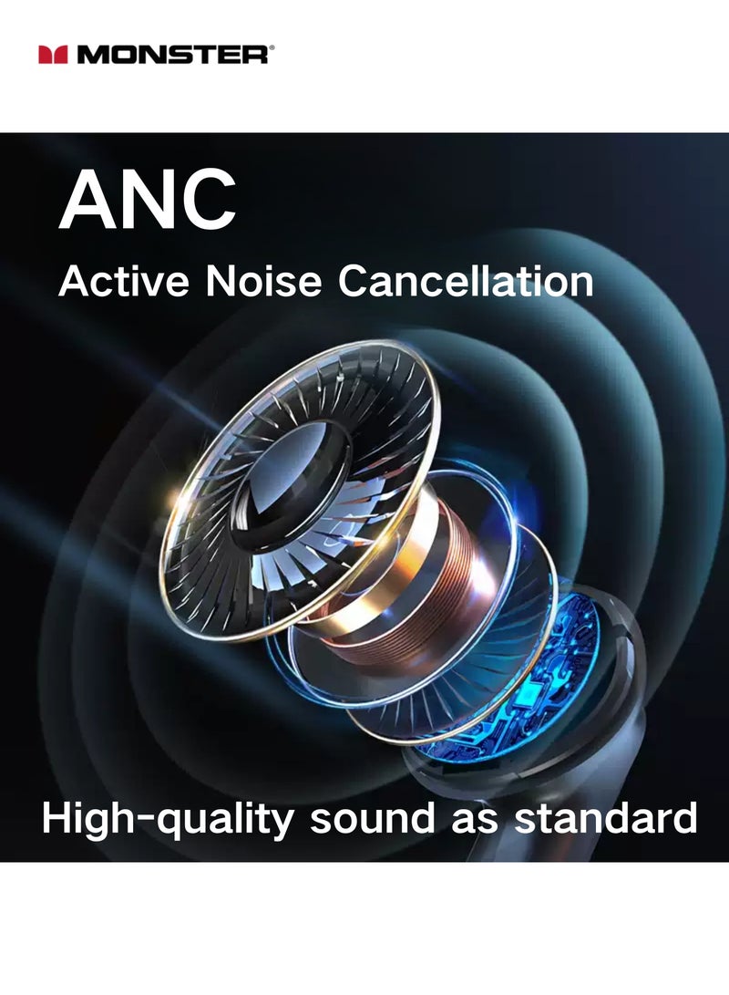 Monster Aura fit D02 Earbuds - Superior ANC+ENC Noise Cancellation, Premium 13mm Sound, Stable Bluetooth 6.0, Comfortable & Secure Fit - Image 4