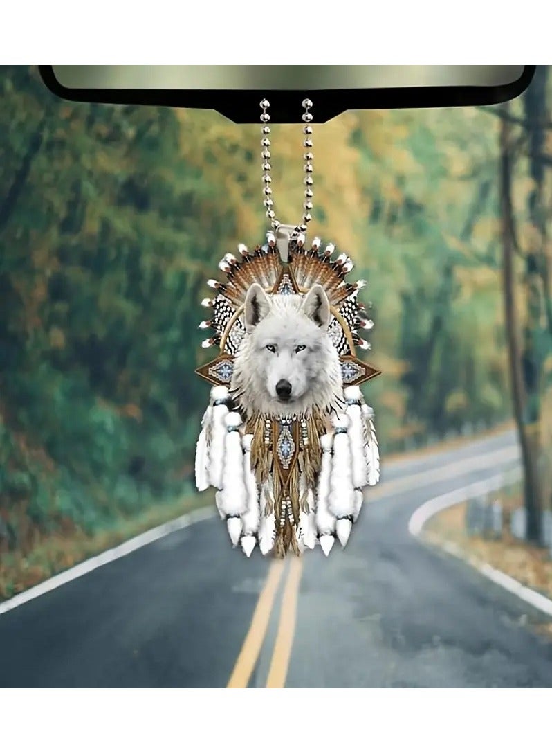 Generic Amazing Wolf Acrylic Pendant - Versatile 2D Decor for Car Rearview Mirror, Home, and Outdoor Use, Perfect for Holidays and Themed Parties, Ideal Gift with Keychain Accessory  - Image 2