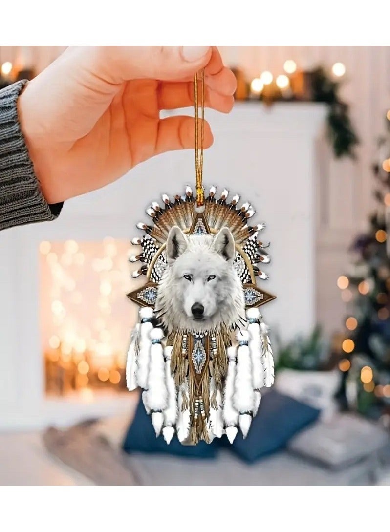 Generic Amazing Wolf Acrylic Pendant - Versatile 2D Decor for Car Rearview Mirror, Home, and Outdoor Use, Perfect for Holidays and Themed Parties, Ideal Gift with Keychain Accessory  - Image 3
