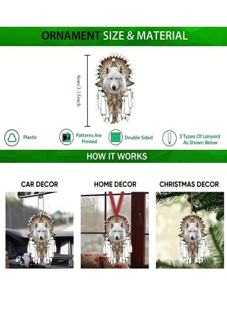 Generic Amazing Wolf Acrylic Pendant - Versatile 2D Decor for Car Rearview Mirror, Home, and Outdoor Use, Perfect for Holidays and Themed Parties, Ideal Gift with Keychain Accessory  - Image 4