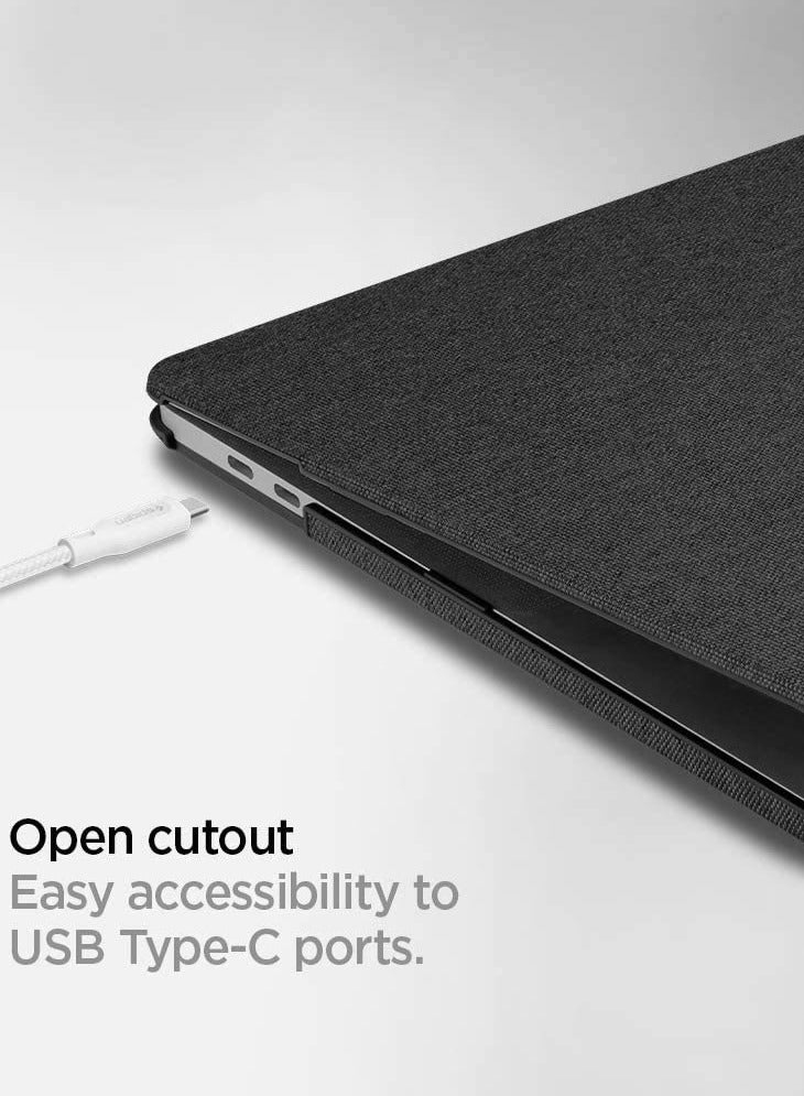 Thin Fit for MacBook Pro 13 inch Case Cover M2 / M1 A2338 A2251 A2289 (2022 / 2020) Hard Shell Premium Knit Fabric - Black - Image 4