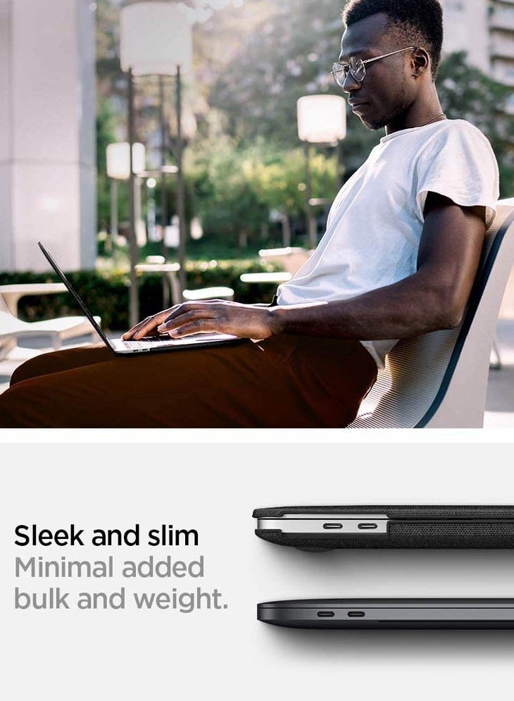 Thin Fit for MacBook Pro 13 inch Case Cover M2 / M1 A2338 A2251 A2289 (2022 / 2020) Hard Shell Premium Knit Fabric - Black - Image 5