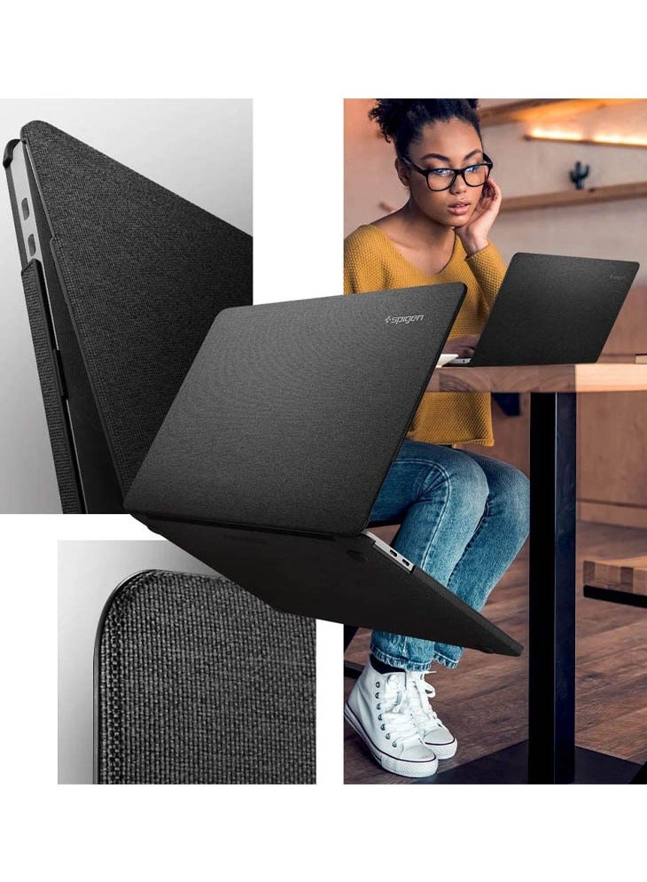 Thin Fit for MacBook Pro 13 inch Case Cover M2 / M1 A2338 A2251 A2289 (2022 / 2020) Hard Shell Premium Knit Fabric - Black - Image 3