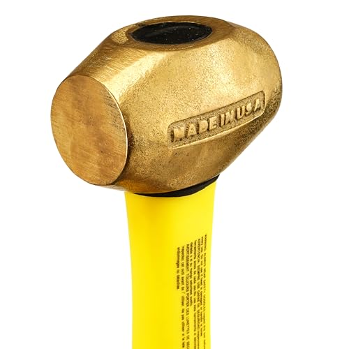 ABC HAMMERS Brass Drilling Hammer - 2 lb. Non-Sparking Hammer with 8" Fiberglass Handle & Double Faced Head - ABC2BFS - Image 2