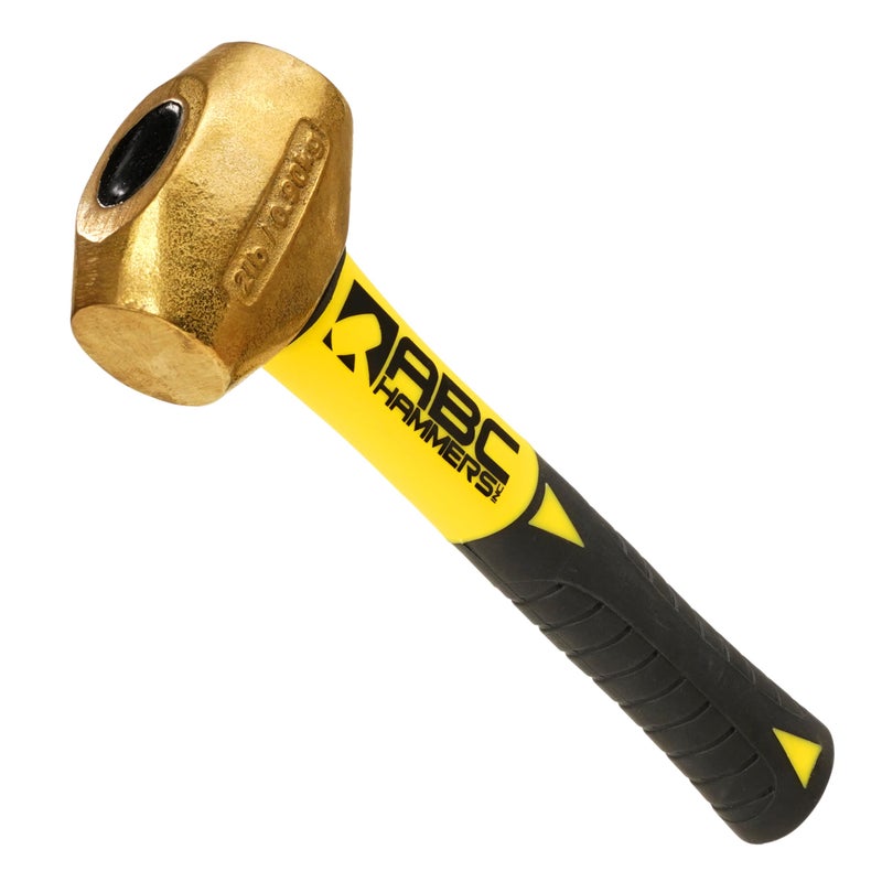 ABC HAMMERS Brass Drilling Hammer - 2 lb. Non-Sparking Hammer with 8" Fiberglass Handle & Double Faced Head - ABC2BFS - Image 5