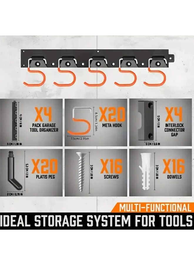 64 Inch Alloy Steel Wall Mount Tool Holder Organizer Rack For Home And Garage - Image 4