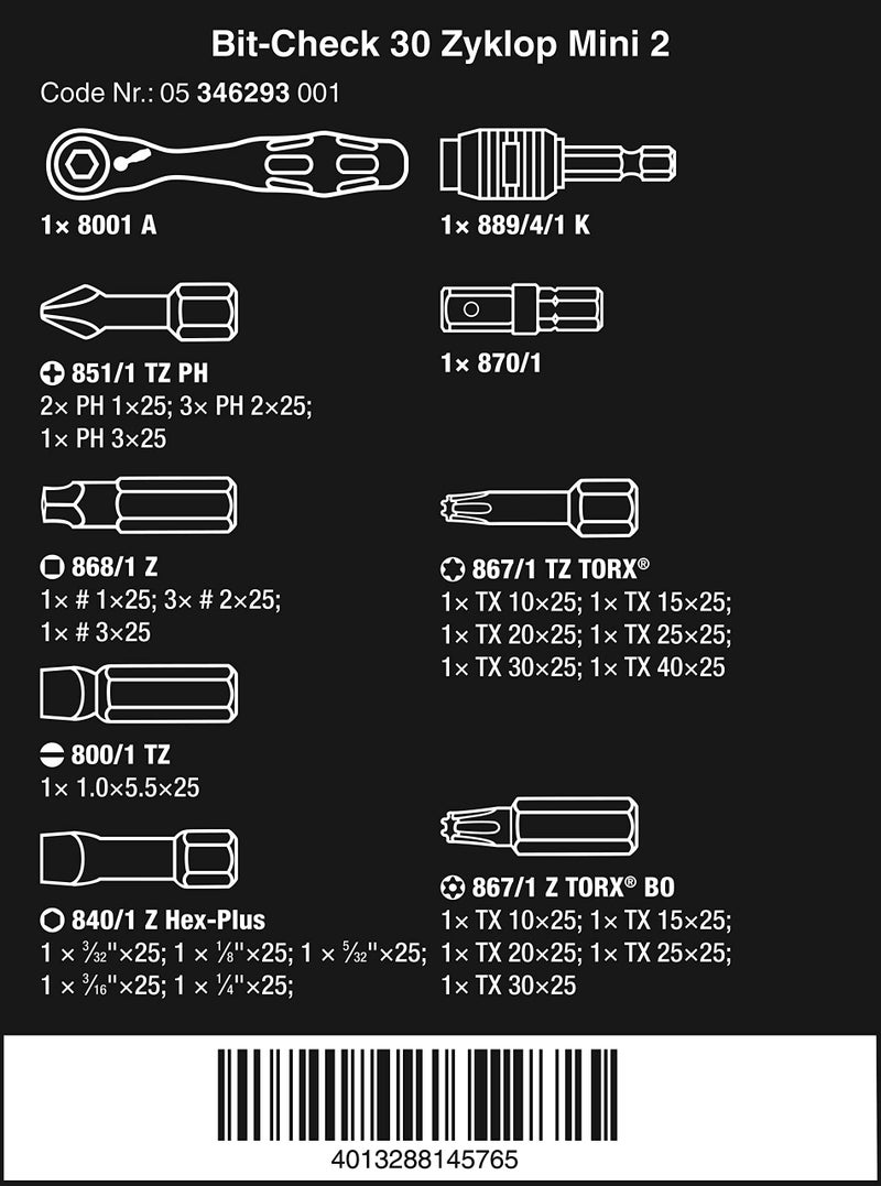Wera - 5346293001 1/4" Drive Bit Set and Carrying Case - Image 2