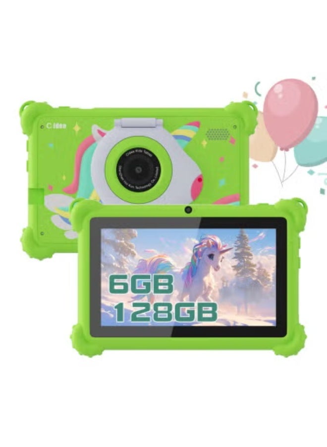JAJEEK 7-Inch Android Kids Tablet for Ages 2–5, Educational Apps, Parental Controls, Eye Protection Screen & Shockproof Case – Green | Fun Learning Tablet for Toddlers & Preschool Children - Image 1