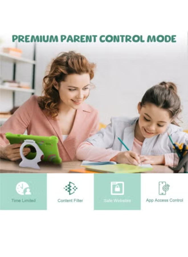 JAJEEK 7-Inch Android Kids Tablet for Ages 2–5, Educational Apps, Parental Controls, Eye Protection Screen & Shockproof Case – Green | Fun Learning Tablet for Toddlers & Preschool Children - Image 3