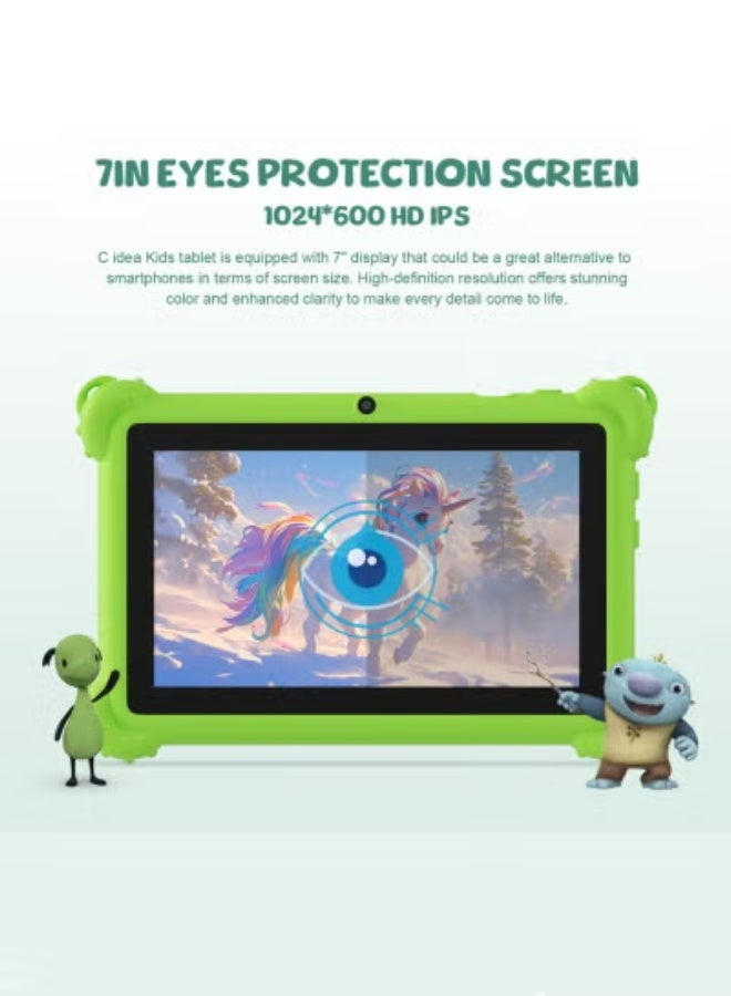 JAJEEK 7-Inch Android Kids Tablet for Ages 2–5, Educational Apps, Parental Controls, Eye Protection Screen & Shockproof Case – Green | Fun Learning Tablet for Toddlers & Preschool Children - Image 4
