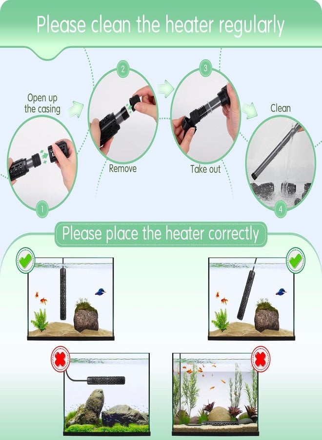 AQQA Fish Tank Heater,Aquarium Heater 50W 150W 250W 400W 500W 800W for 3-220 Gal,Set Temperature 59℉-93℉ Temperature Accuracy,Out of Water or High Temperature Automatic Power Off (150W to 15-30 gal) - Image 5