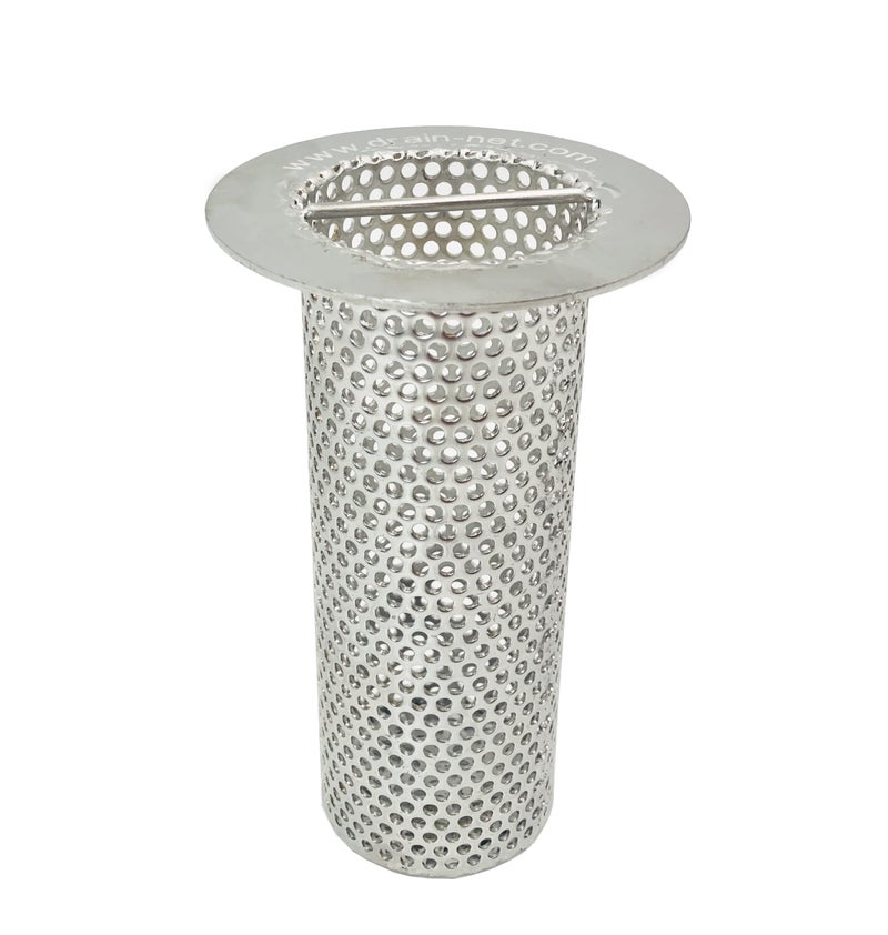 Drain-Net 3" Commercial Floor Drain Strainer, 6" Tall, Perforated Stainless Steel - Image 1