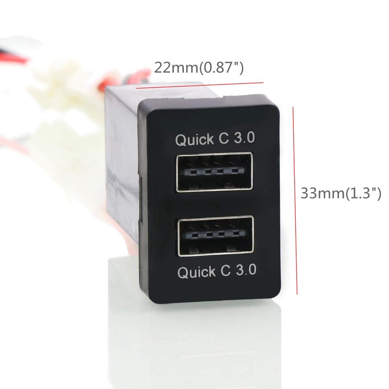 Timloon QC3.0 Dual USB Power Socket, Quick Charge Car Charger USB Adapter for Smart Phone PDA iPad iPhone Android GPS Use for Toyota - Image 2
