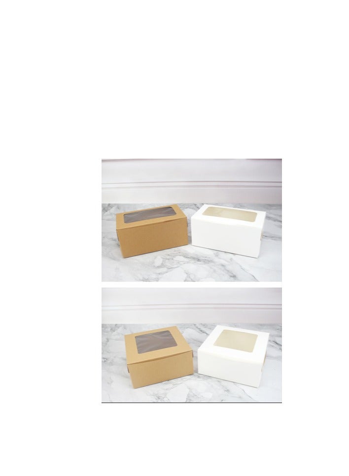 Brown 12-Piece 2-Cavities Kraft Paper Cupcake Box With Transparent Mini Window  - Image 2
