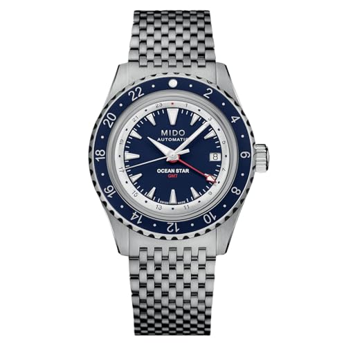 MIDO Ocean Star GMT - Swiss Automatic Watch for Men - 40.5mm Stainless Steel Case - Blue Aluminum Rotating Bezel - Blue Dial - Stainless Steel Bracelet - M0268291804100 - Image 1