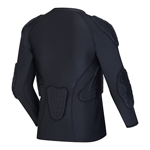 Jellybro Boys Padded Compression Shirt Youth Protective Long Sleeve Shirt for Football Baseball Basketball Hockey Rugby Snowboard (Large) Black - Image 2