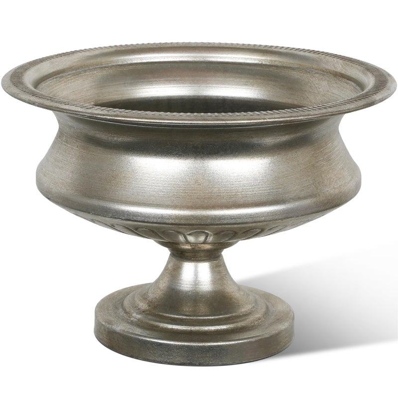 Worth 8" H. Silver Color Urn Vase for Centerpieces, 11.8" Dia. Metal Trumpet Small Flower Pots for Table, Bowl Vase for Wedding Party Event Home Decor - Image 1