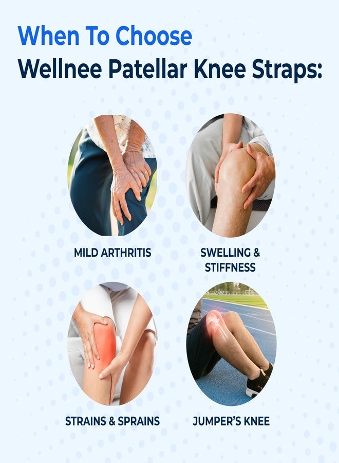 Wellnee حزام الركبة Wellnee Patella - دعامة ركبة قابلة للتعديل للدعم، مناسبة للجري، وكرة السلة، والكرة الطائرة، والتنس، والمشي لمسافات طويلة، وغيرها - مقاس واحد يناسب معظم الأشخاص - دعامة ركبة Wellnee للنساء والرجال (عبوة واحدة) - Image 3