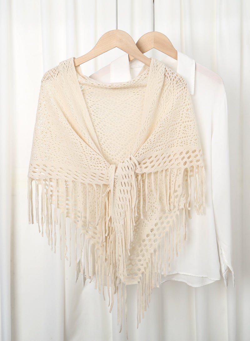 Women Knit Shawl with Tassel Fashion Clothes Essential Scarf for Evening Party  - Image 1